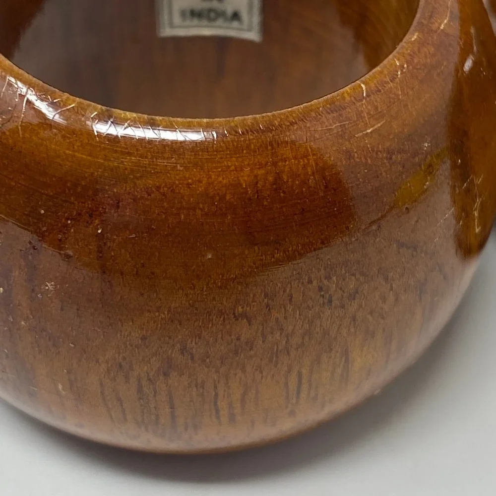Vintage Napkin Rings‎ Brown Set of 6 Wood Round Made in India